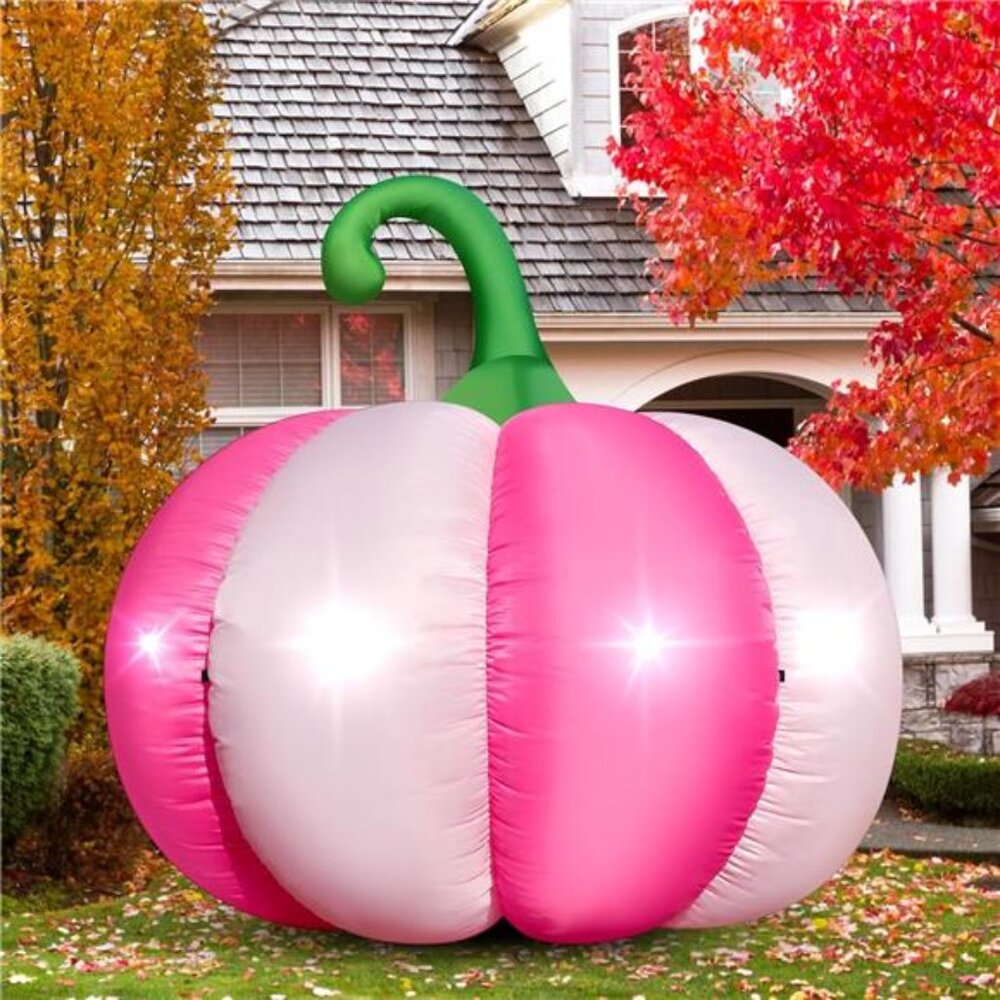 4.6FT Halloween Inflatable Pumpkin Outdoor Decorations Blow-up Pink Pumpkin